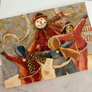 Snowman & kids Holiday Christmas Blank Greeting Card with Envelope‎ by Ideals